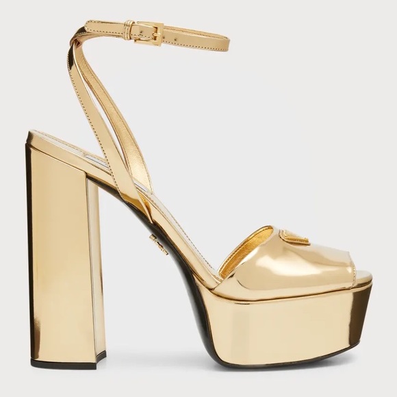 Sold Out Prada Plateau Platform Heeled Sandals in Gold Platino 36.5. Negotiable - Picture 4 of 7